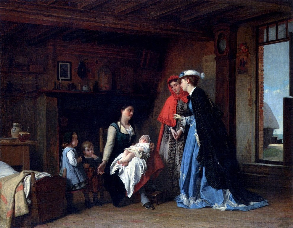 Charles Baugniet La Visite De La Nourrice, 21"x28" Wall Decal