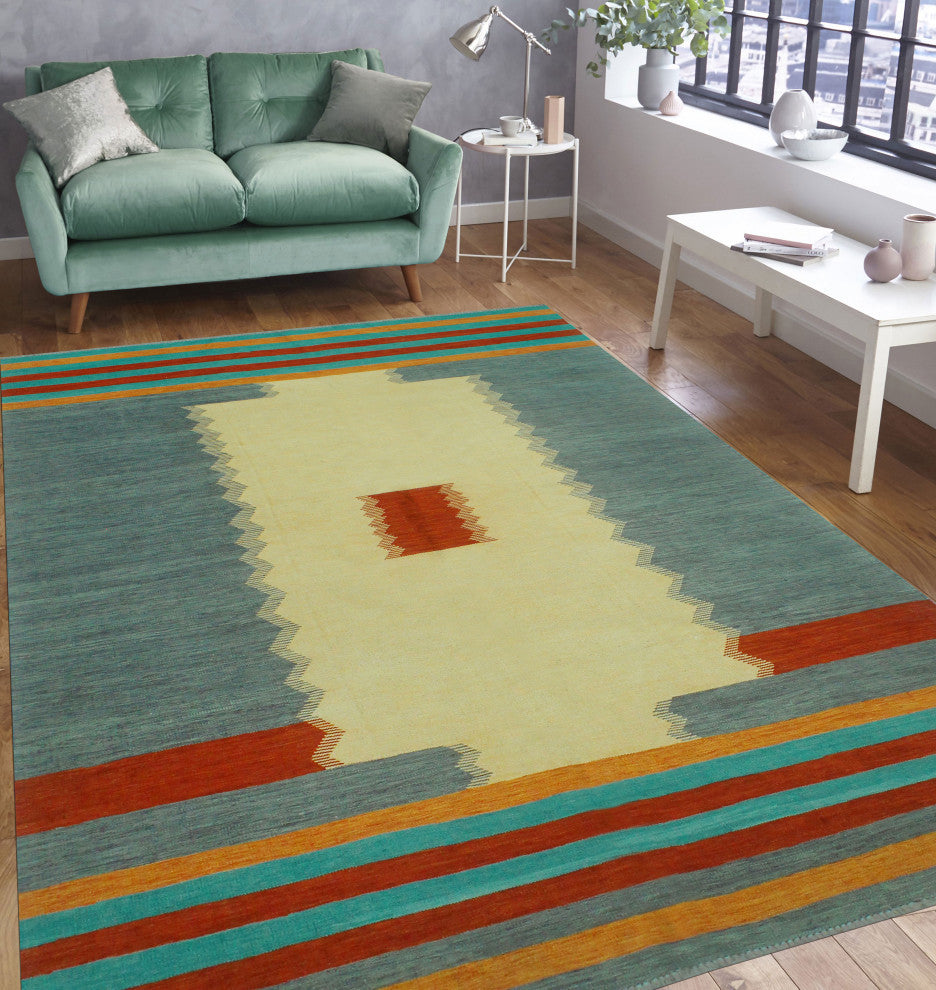Winchester Kilim Kitwana Beige/Gray Rug, 6'8x9'9