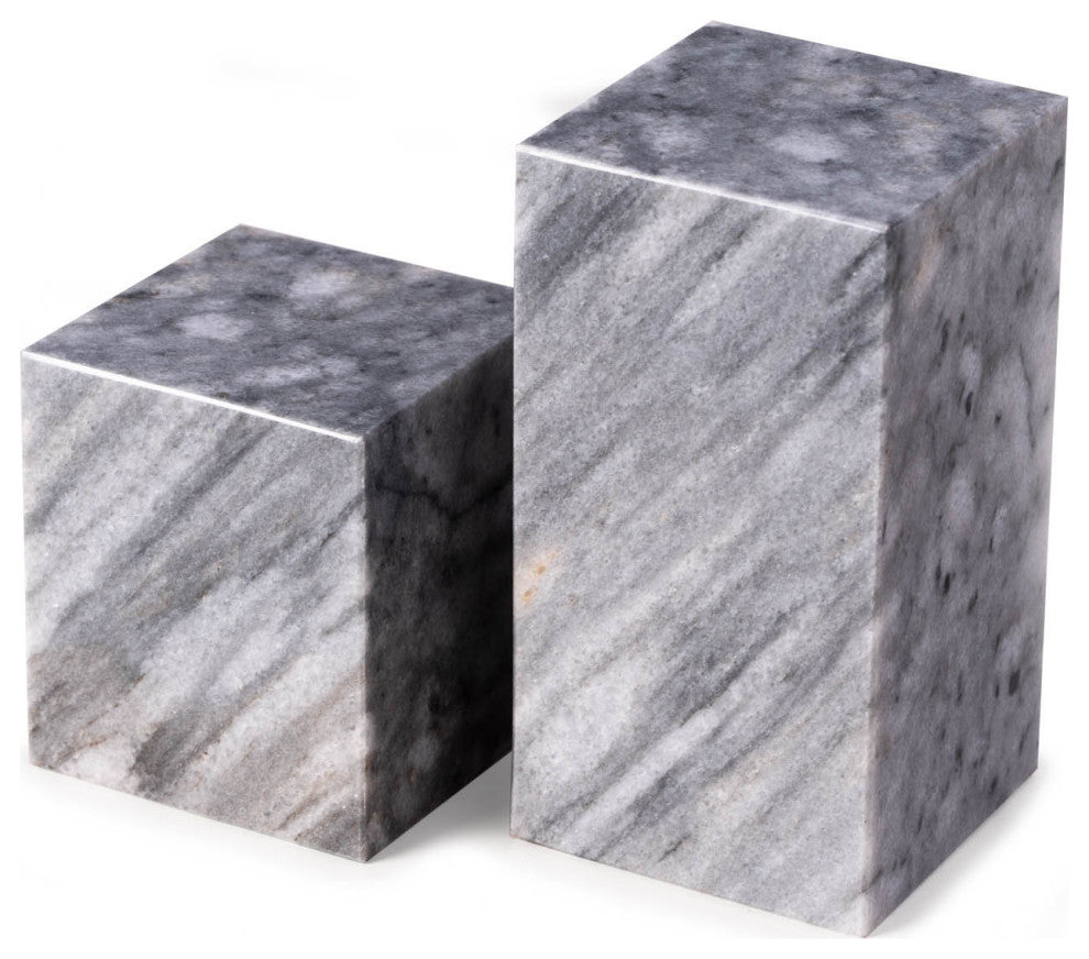 Gray Marble Cube Design Bookends
