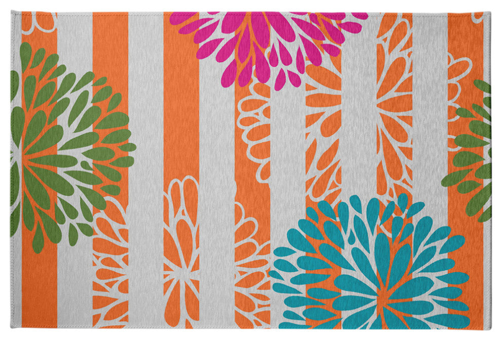 Flower Bursts Spring Chenille Rug, Pink, 4'x6'