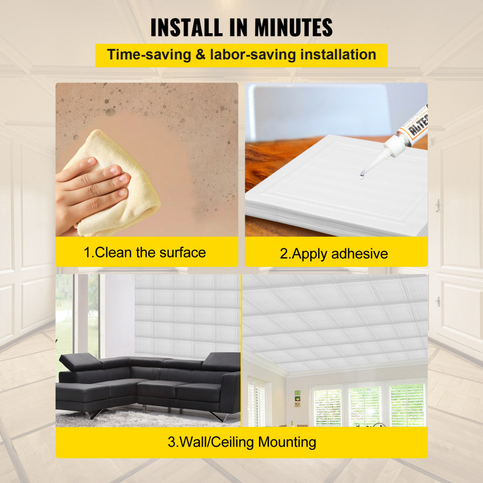 VEVOR Foam Ceiling Tiles 100 Pack of 19.7"x19.7", 270 sq. ft