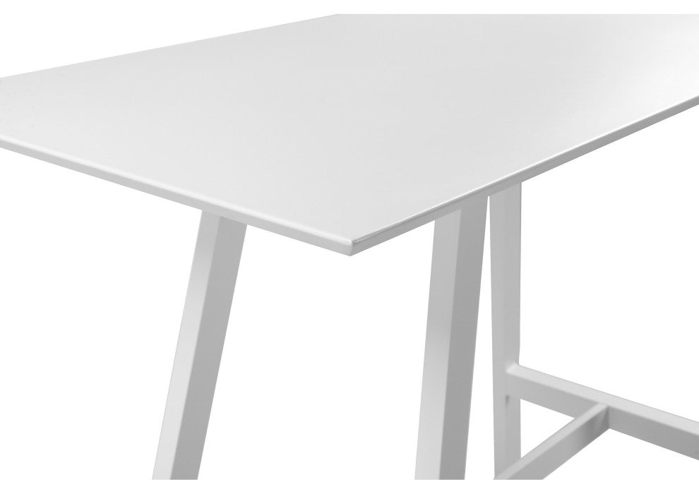 Benzara BM287784 Bar Table, Classic White Aluminum Frame, Rectanglular Top