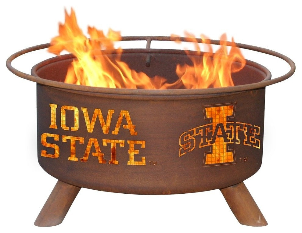 Customizable NCAA Logo Fire Pit, Rust Patina, Iowa State