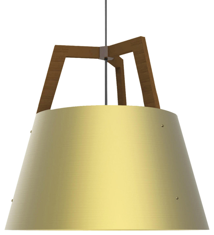Imber 24 Pendant, Walnut With Diffuser, 3500K LED, Brushed Brass Shade