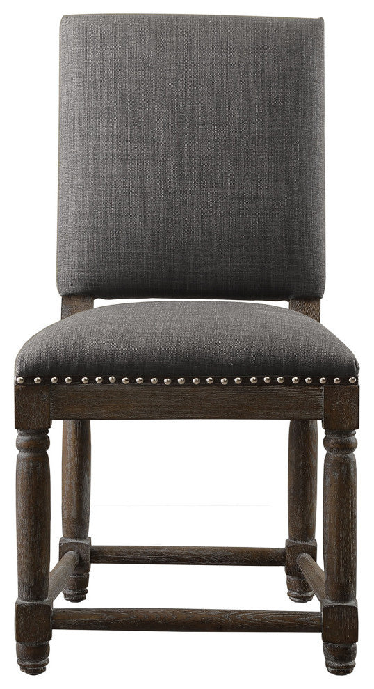Cirque Rustic Farmhouse Dining Table, Gray, Dining Chair, (Set of 2)