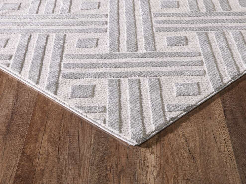 Abani Nova NOV150A Grey Striped Chevron Area Rug