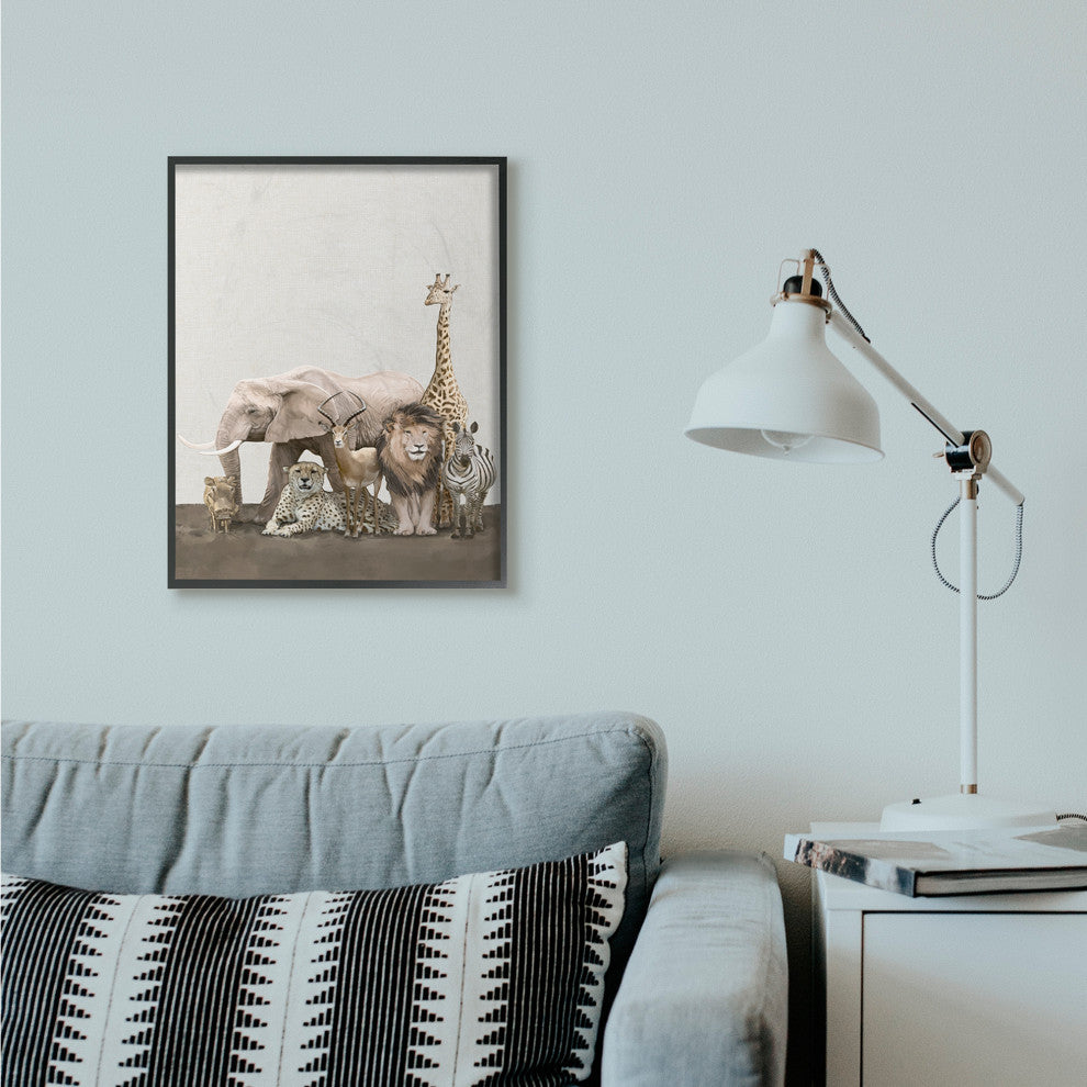 Wild Zoo Animals Elephant Lion Giraffe Zebra Design, 24"x30"