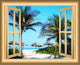VWAQ 3D Sandy Beach Window Decal, 24"x30"