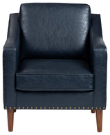 Navy Faux Leather Upholstered Accent Chair