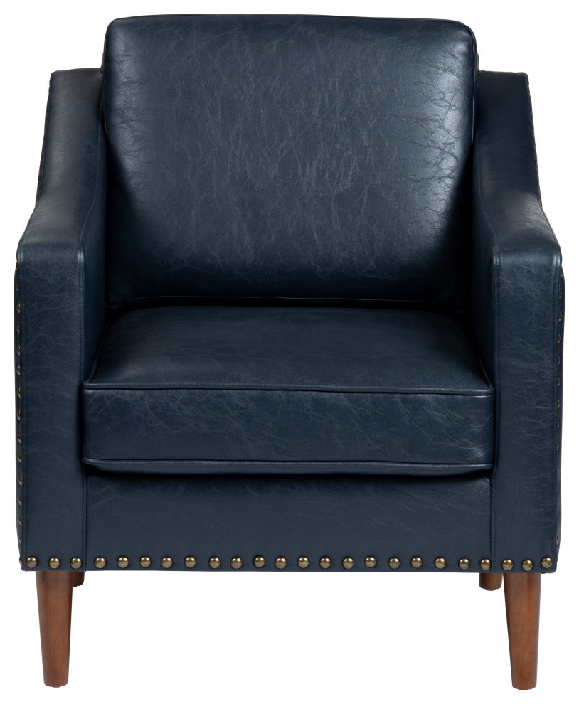 Navy Faux Leather Upholstered Accent Chair