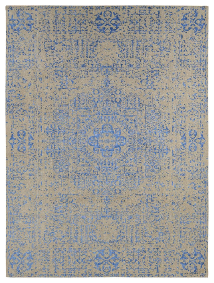 Bayern Blue, Hand Loomed, Wool and Art Silk, Mamluk Design, Rug, 8'9"x12'