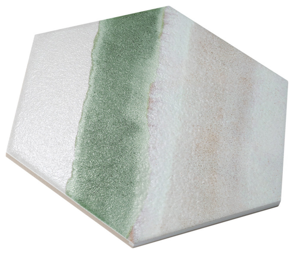 Matter Hex Canvas Bone Green Porcelain Floor and Wall Tile