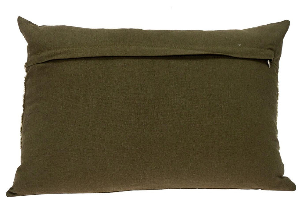 Glam Olive With Gold Sequins Lumbar Throw Pillow