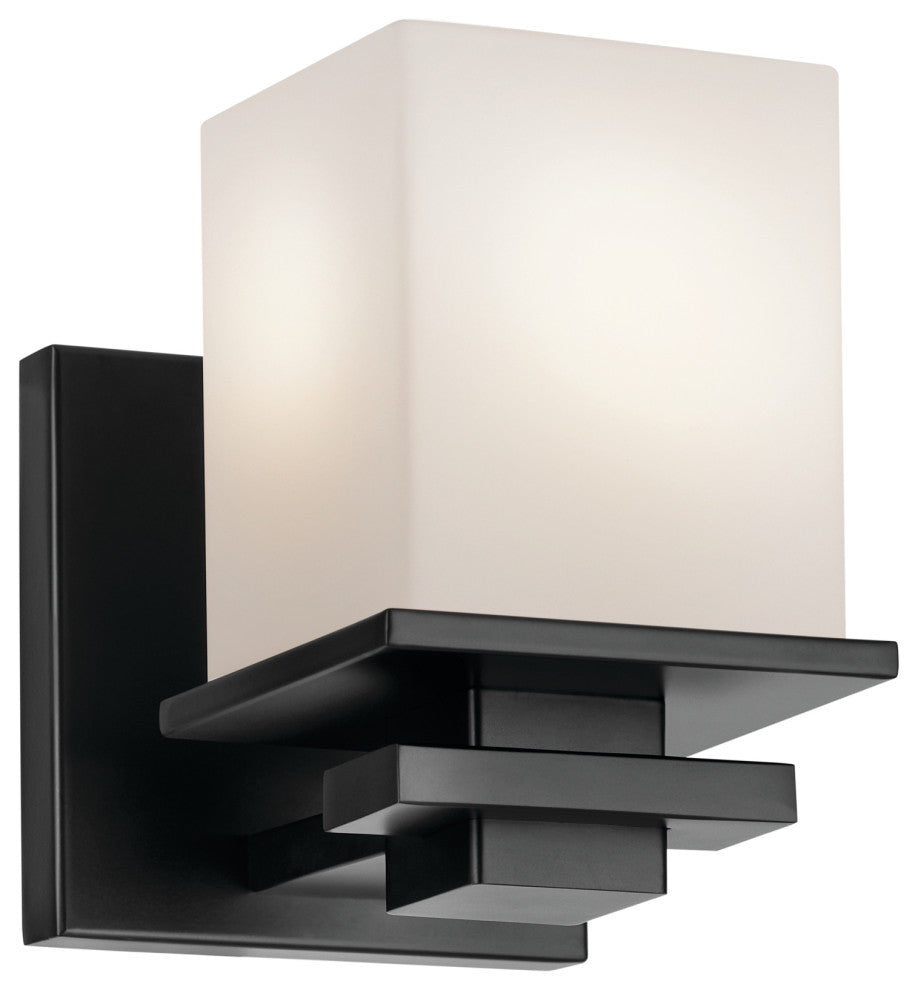 6.5" 1-Light Wall Sconce With Satin Etched Cased Opal Glass