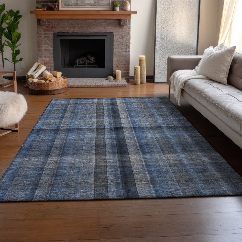 Premium Machine Washable Mayfield AMF548 Blue 3' x 5' Rug