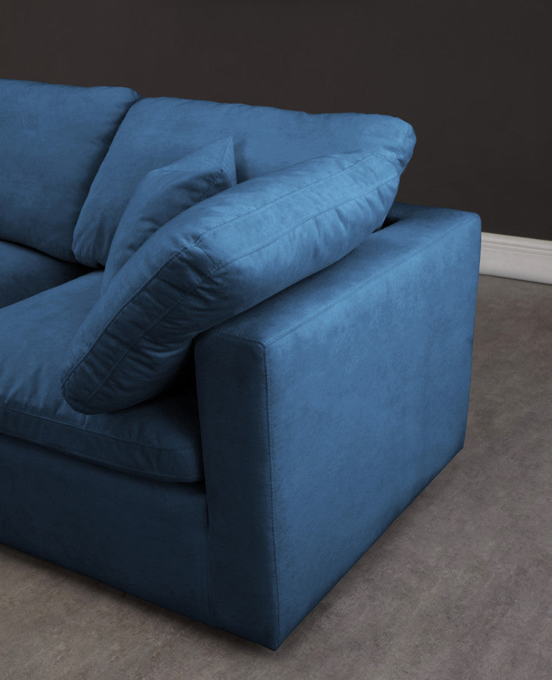 Plush Velvet / Down Standard Comfort Modular Sofa, Navy, 4-Piece: 4 Armless Chair