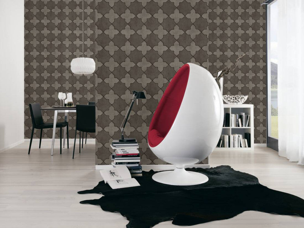 Mosaic Textured Wallpaper Featuring Star Shaped Tile, 374213
