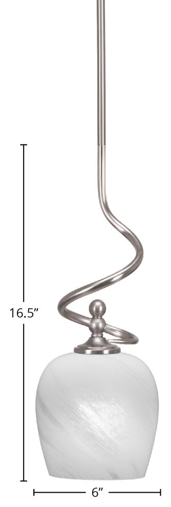 Capri Stem Mini Pendant In Brushed Nickel Finish With 6" White Marble Glass