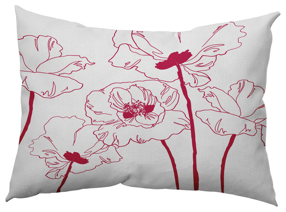 Popping Poppies Decorative Throw Pillow, Bold Pink, 14"x20"