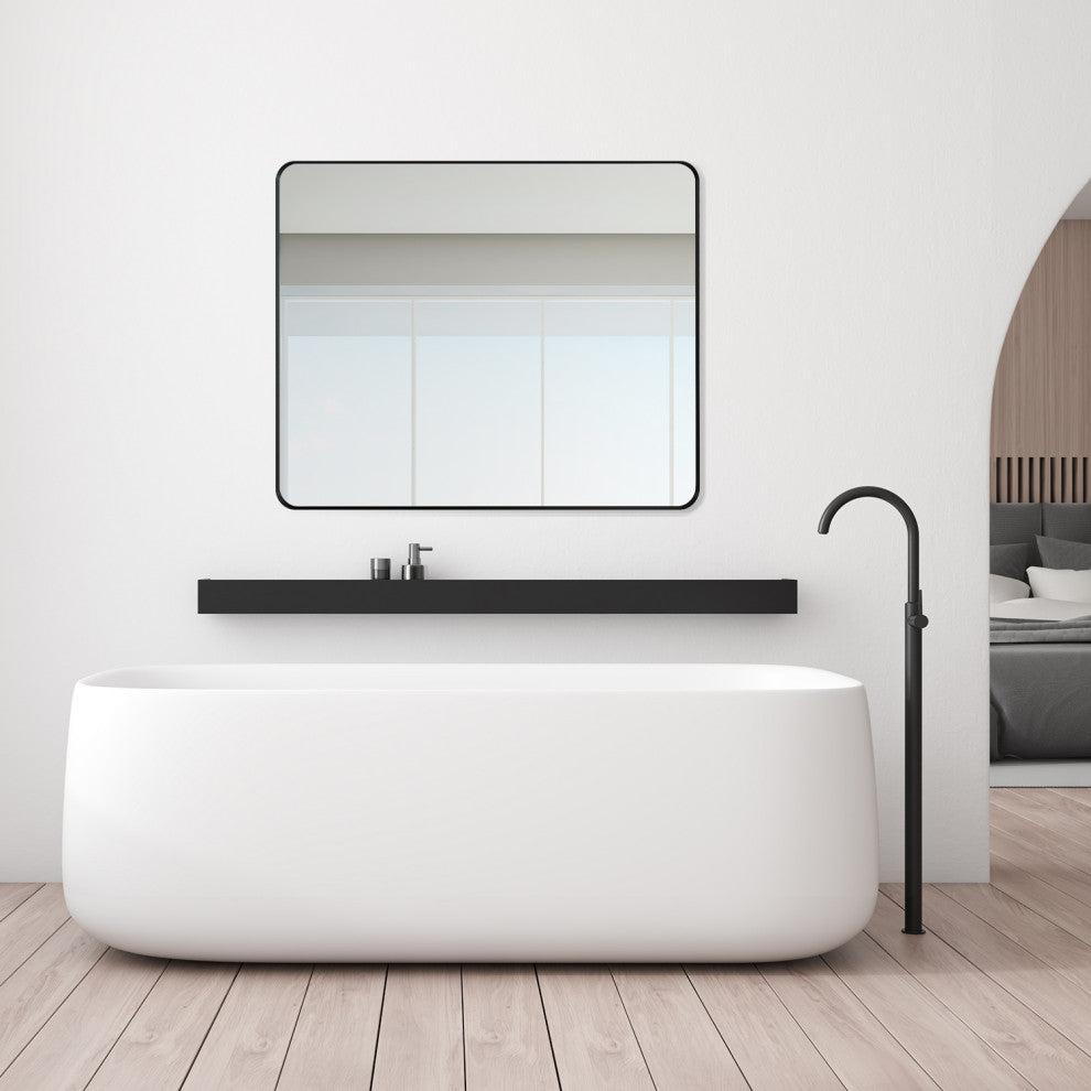Nettuno Rectangle Bathroom/Vanity Aluminum Framed Wall Mirror, Matt Black, 36"