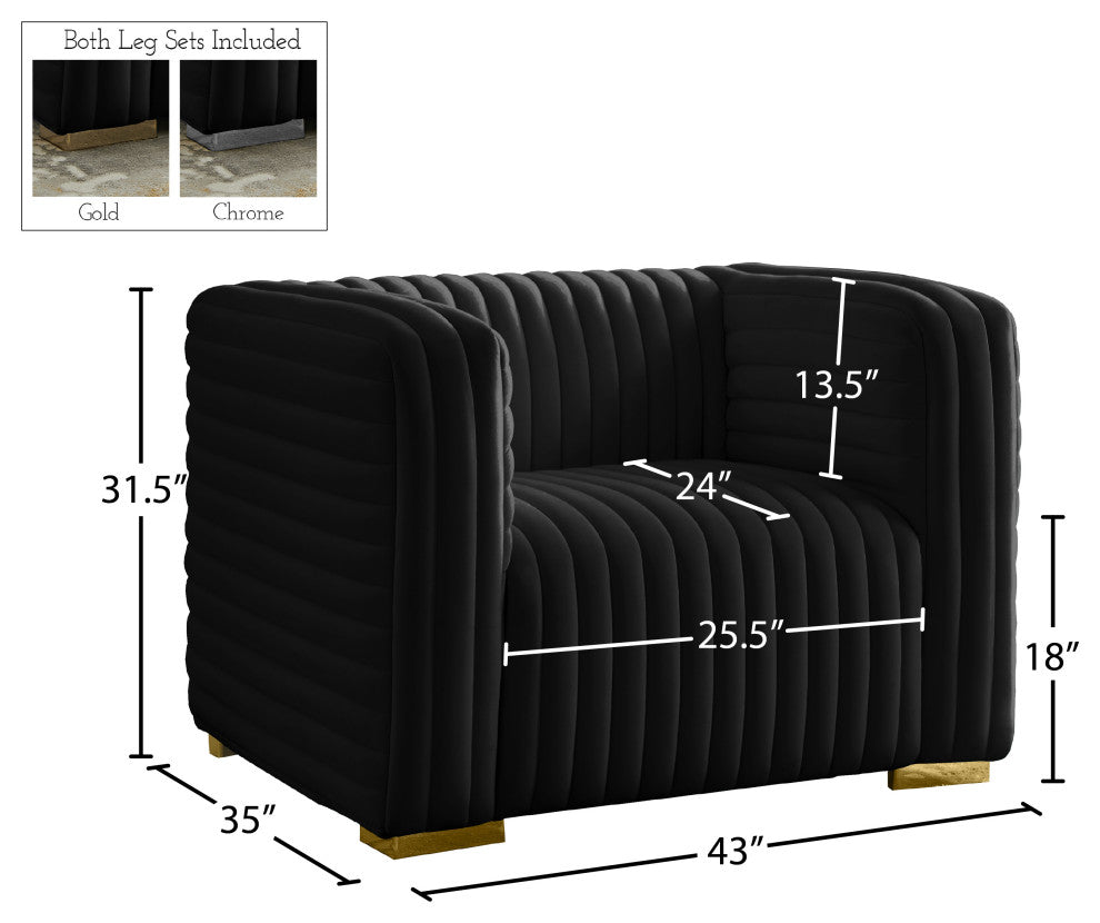 Ravish Velvet Upholstered Chair, Black, Chair