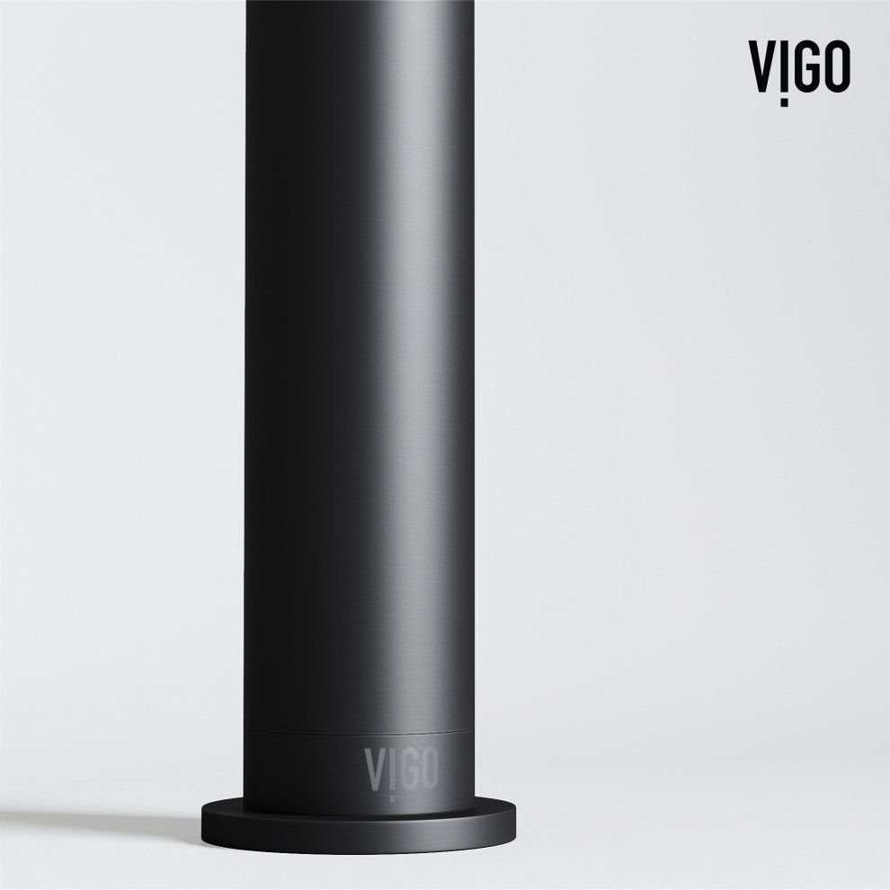 VIGO Cass 12" H Single Handle Single Hole Bathroom Vessel Faucet, Matte Black