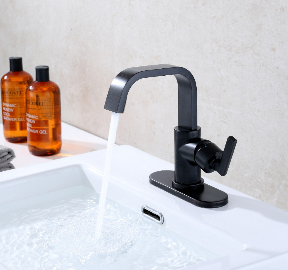 Ultra Faucets UF3840X Single Handle Bathroom Faucet, Matte Black