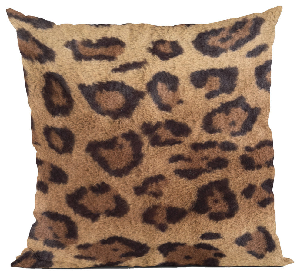 Plutus Brown Jaguar Faux Fur Luxury Throw Pillow, Brown, 26" x 26"