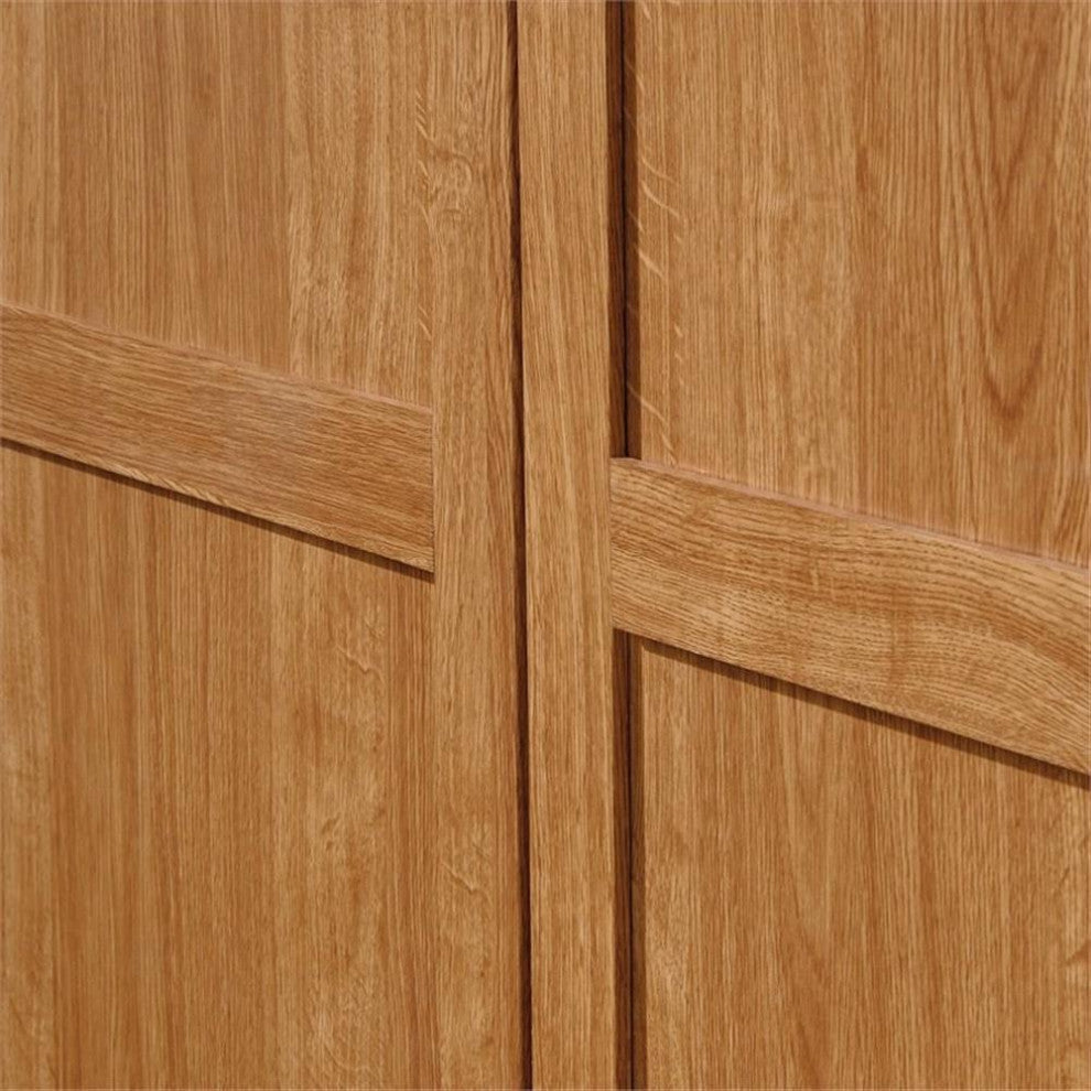 Bowery Hill Engineered Wood Wardrobe Armoire w/Hanging Rod in Highland Oak