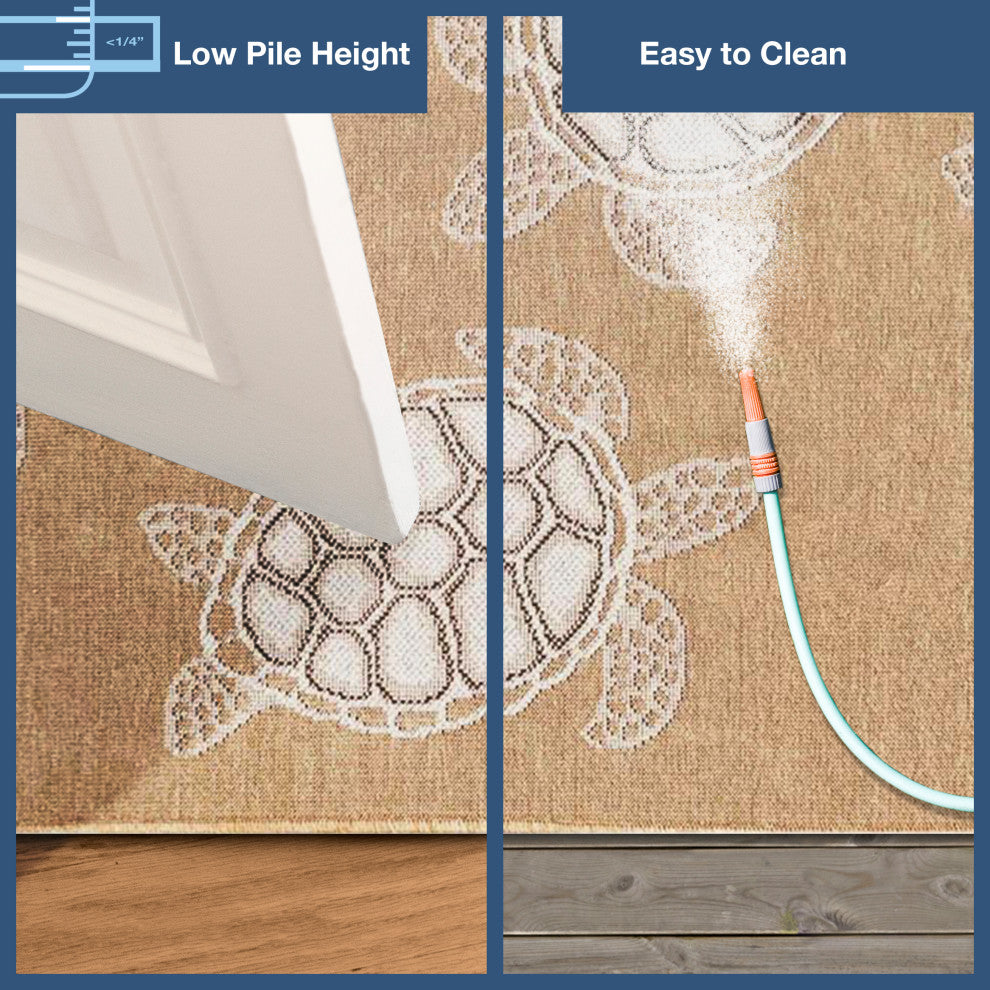 Carmel Seaturtles Indoor/Outdoor Rug, Sand, 6'6"x9'3"
