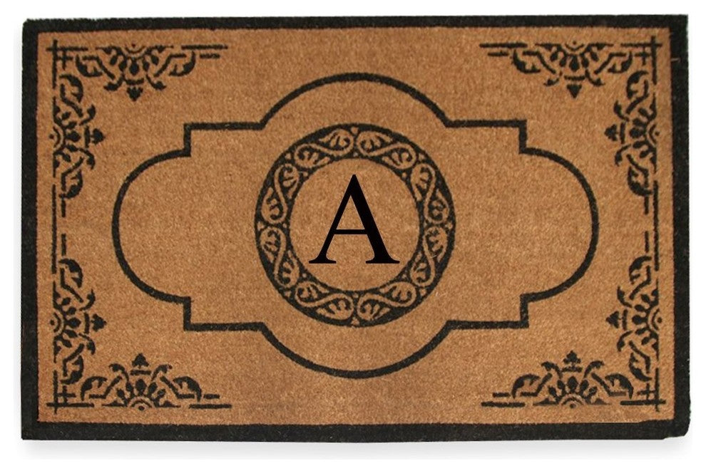 Hand Crafted Abrilina 36"x72" Coir Double Doormat Monogrammed, A