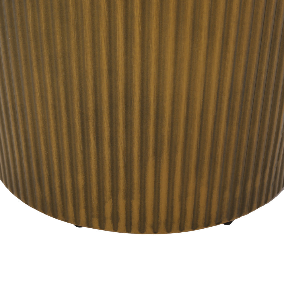 Pamsha Modern Iron Sunburst Side Tables, Set of 2, Brushed Antique Gold