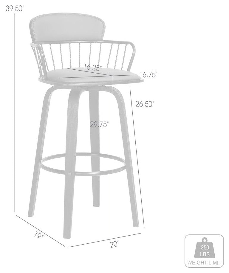 Willow Upholstered Wood Swivel Bar or Counter Stool