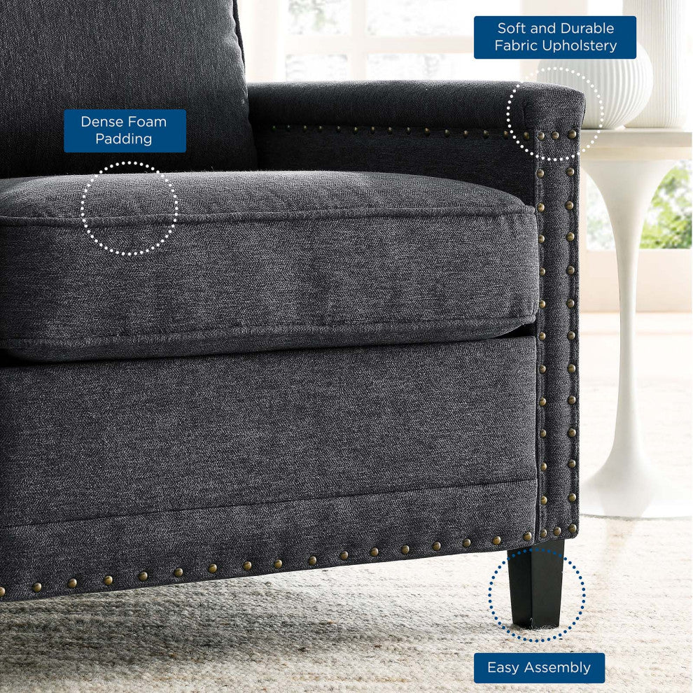 Armchair Accent Chair, Fabric, Dark Gray, Modern, Living Lounge Hospitality