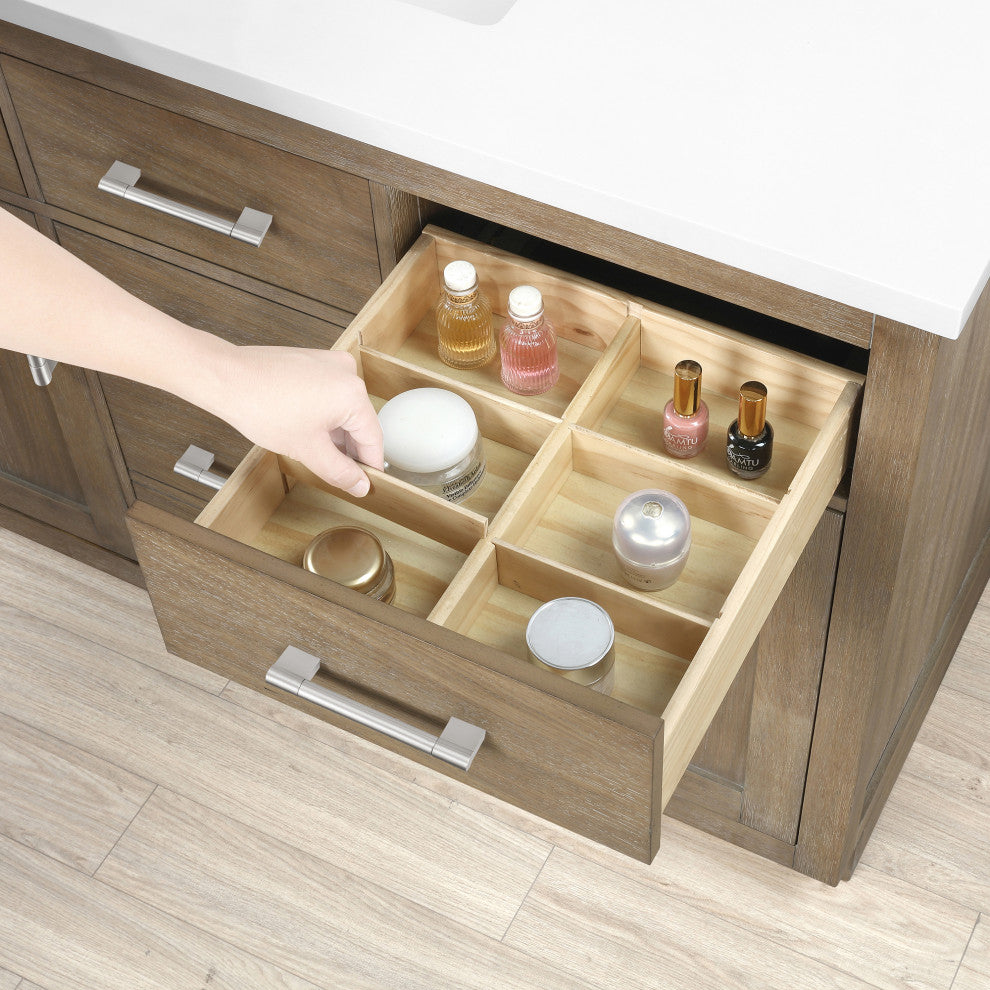 Ove Decors Bailey 48" Single Sink Vanity, Driftwood Oak With Black Hardware