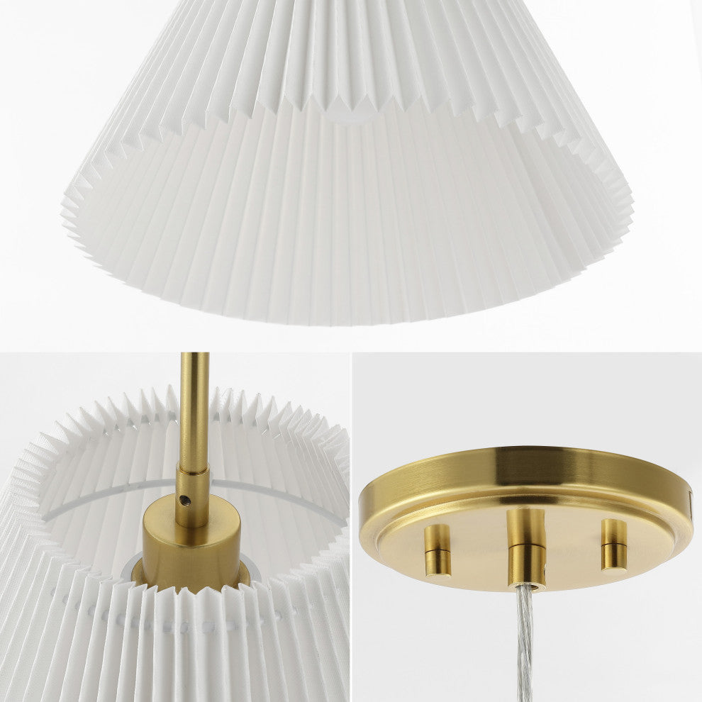 1-Light Classic French Country Iron LED Pendant With Pleated Shade