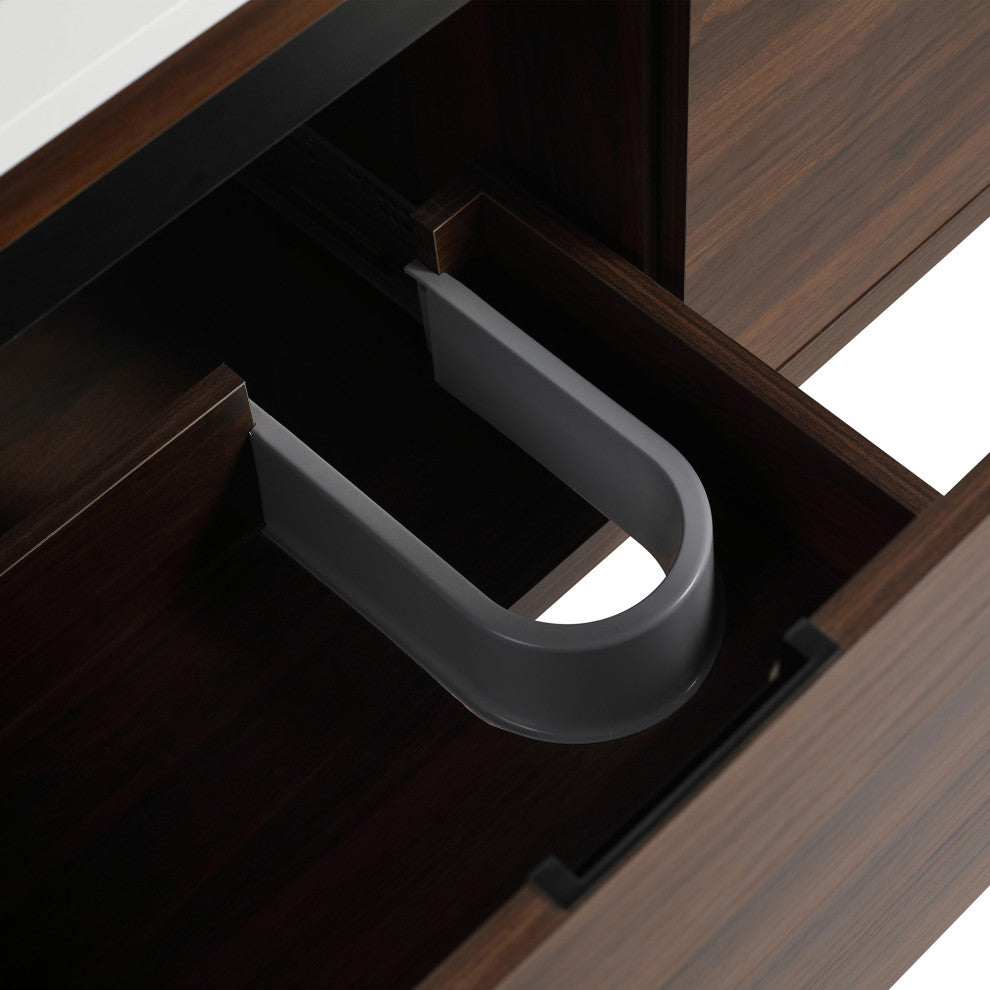 36" Plywood Wall Mounted Bath Vanity Set, Integrated Resin Sink
