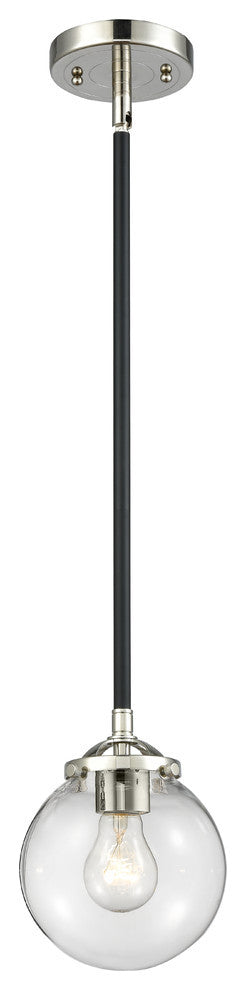 Beacon 1-Light LED Mini Pendant, Black Polished Nickel, Glass: Clear