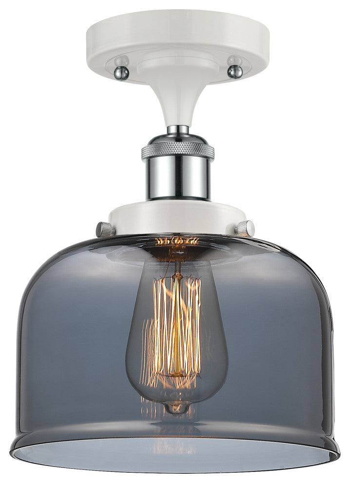 Innovations 916-1C-WPC-G73 1-Light Semi-Flush Mount, White, Polished Chrome