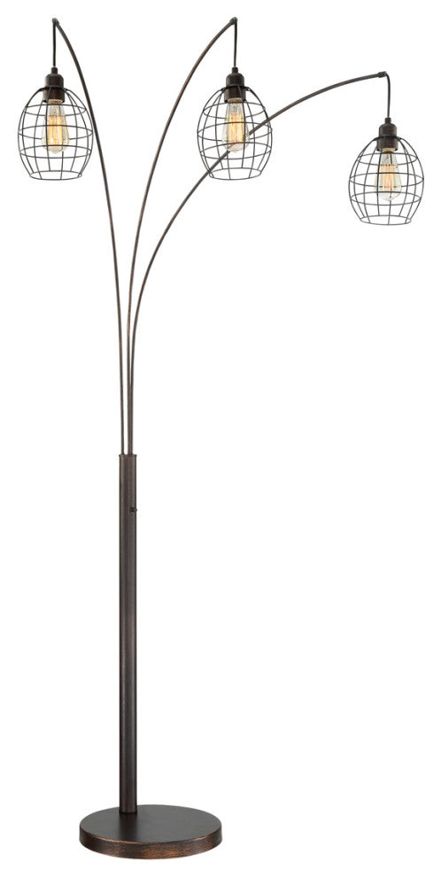 Kaden 3-Light Arch Lamp in Copper Bronze Metal Shade E27 Vintage 40Wx3