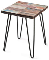 Reclaimed Wood End Table, Red, 16" X 16" X 20"