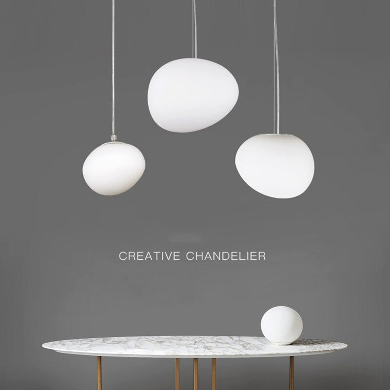 Nordic White Glass LED Pendant Lamps For Dining room, Cafe, Pd005a
