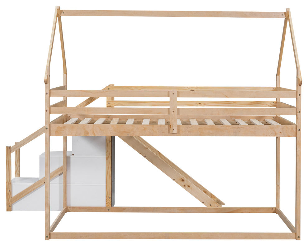 Gewnee Twin over Twin House Loft or Bunk Bed