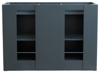 48" Double Sink Vanity, Dark Gray Finish With Engineered Stone Top, Round Sink