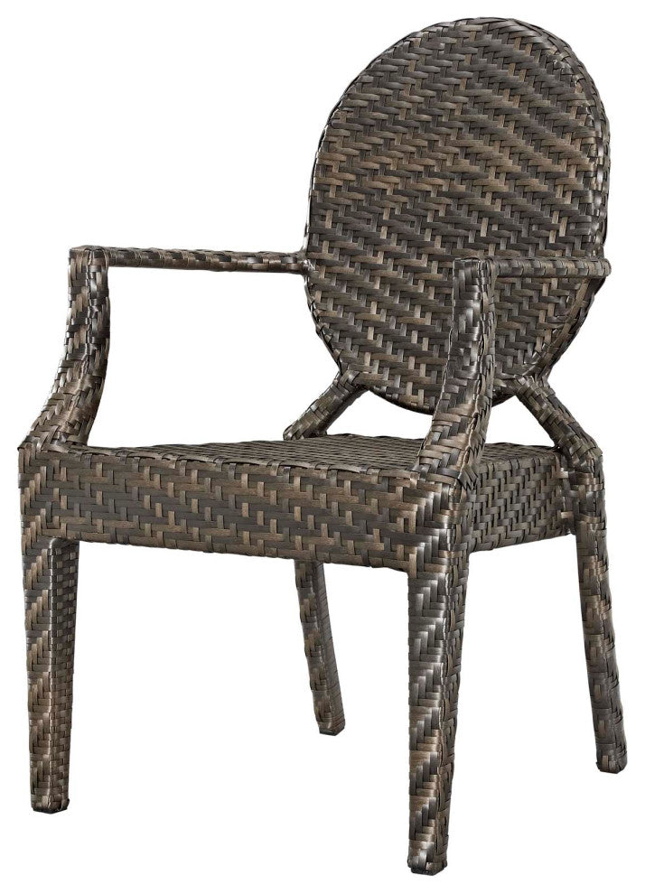 Side Dining Chair Table Set, Rattan, Wicker, Brown, Modern, Outdoor Patio Cafe