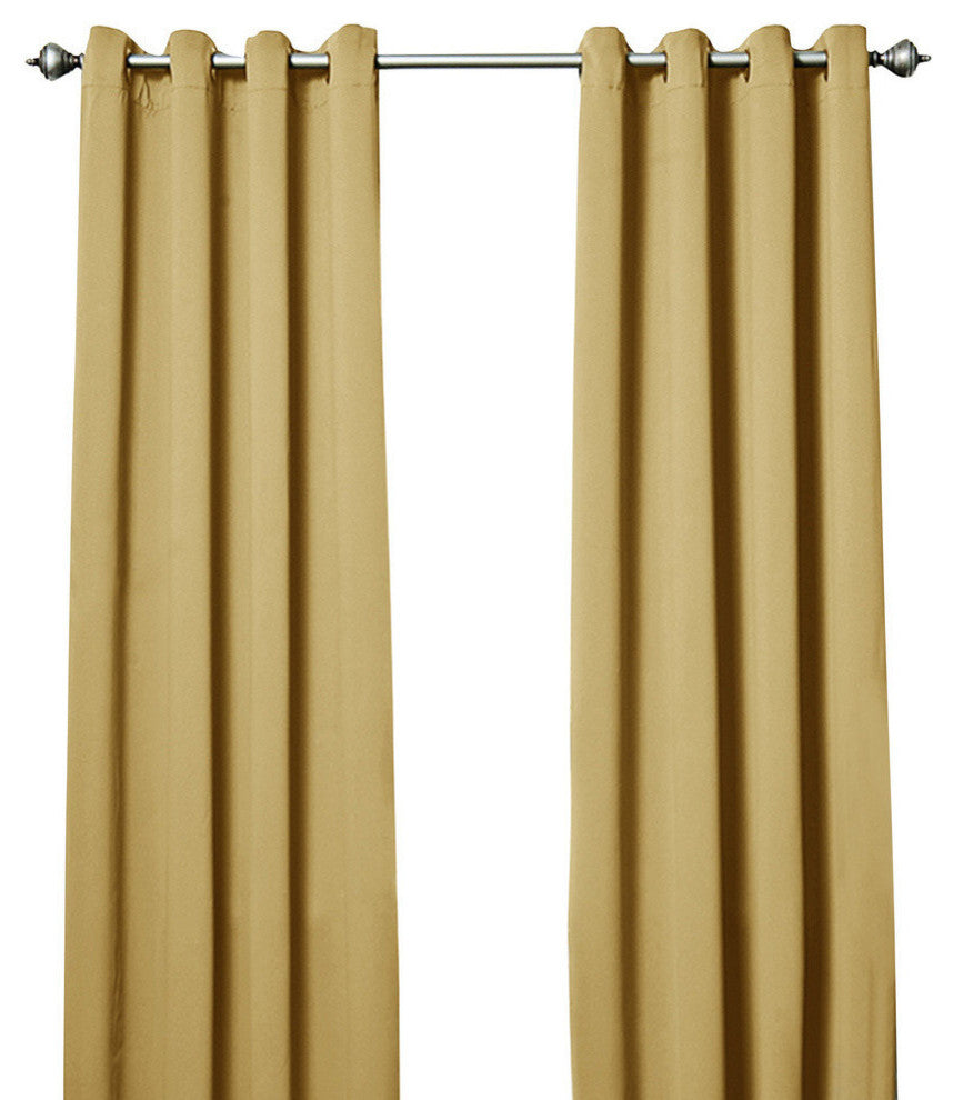 Solid Grommet Top Thermal Insulated Blackout Curtains, Wheat, 72"
