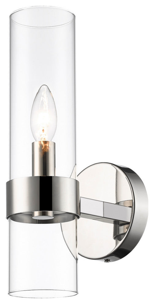 Zlite 4008-1S-PN 1-Light Wall Sconce, Clear