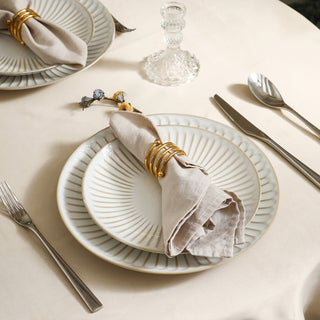 Stone Lain Linea Stoneware 24-Piece Dinnerware Set, White