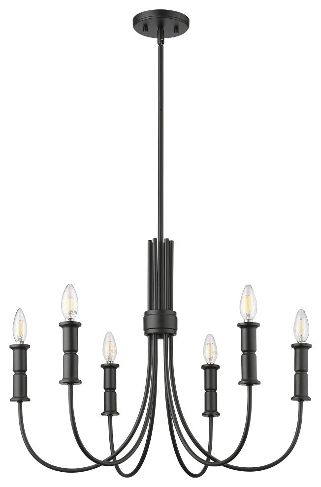 6 Light 26 in. Matte Black Chandelier