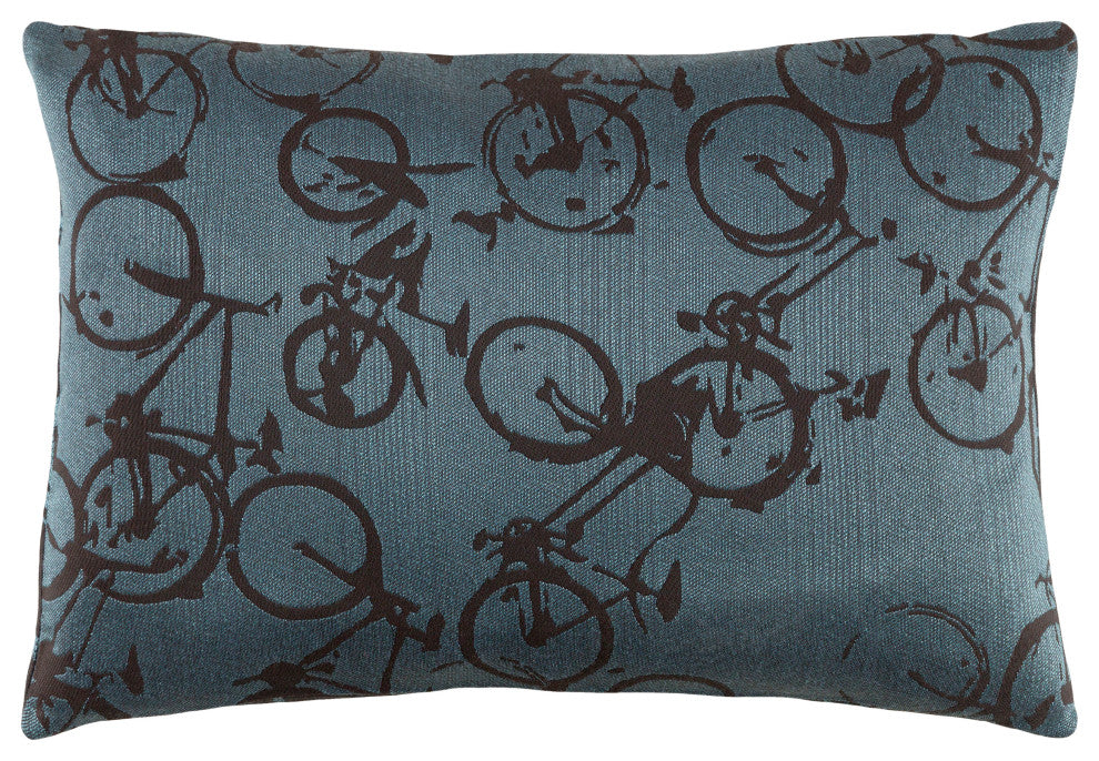 Surya Pedal Power PDP-001 20"x20" Pillow Kit, Sky Blue/Black